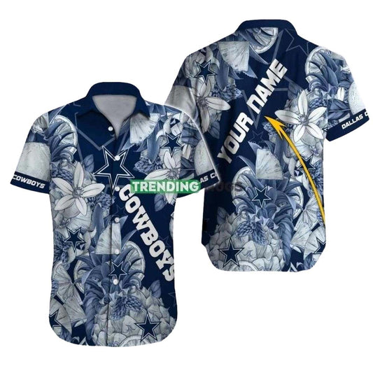 Personalized Dallas Cowboys Blue Floral Nice Logo Hawaiian Shirt - Moonbestprint