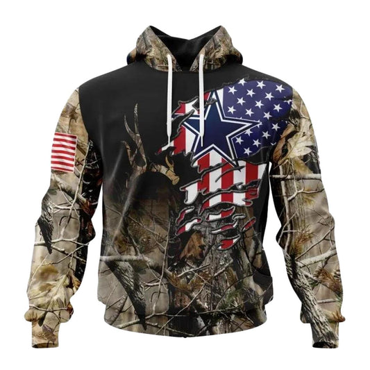 Personalized Dallas Cowboys Camo Realtree Hunting Hoodie - Moonbestprint