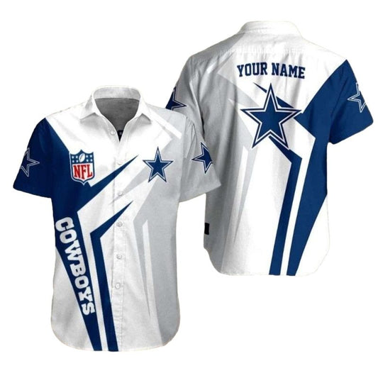 Personalized Dallas Cowboys Classic Stripe White And Blue Hawaiian Shirt - Moonbestprint