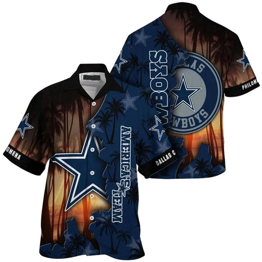 Personalized Dallas Cowboys Coconut Sunset Hawaiian Shirt - Moonbestprint