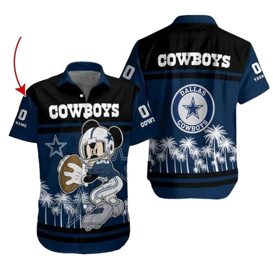 Personalized Dallas Cowboys Coconut Tree Touchdown Mickey Hawaiian Shirt - Moonbestprint