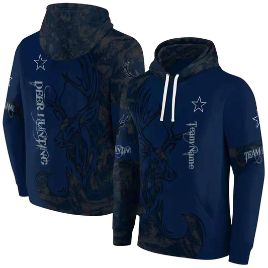 Personalized Dallas Cowboys Deer Silhouette Blue AOP Hoodie - Moonbestprint