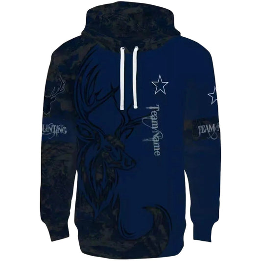 Personalized Dallas Cowboys Deer Silhouette Blue AOP Hoodie - Moonbestprint