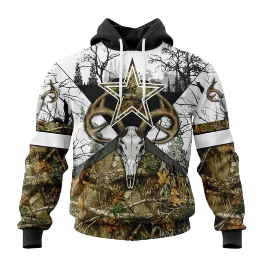 Personalized Dallas Cowboys Deer Skull And Forest AOP Hoodie - Moonbestprint