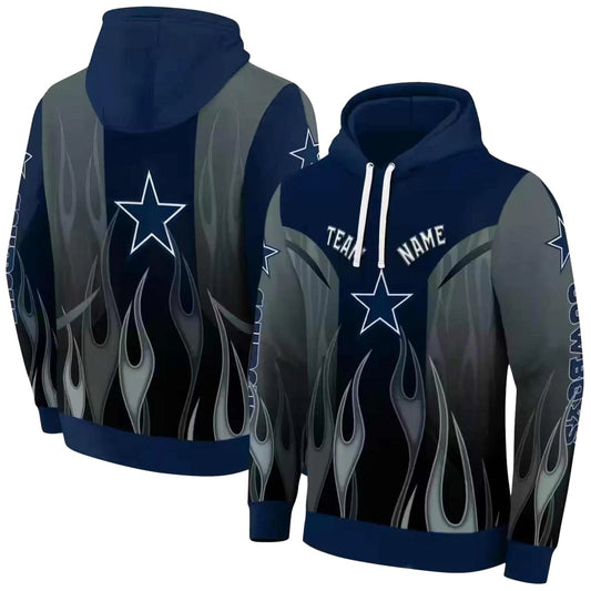 Personalized Dallas Cowboys Flame Design Blue AOP Hoodie - Moonbestprint
