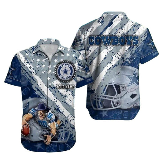Personalized Dallas Cowboys Grunge Helmet Warrior Art Hawaiian Shirt - Moonbestprint