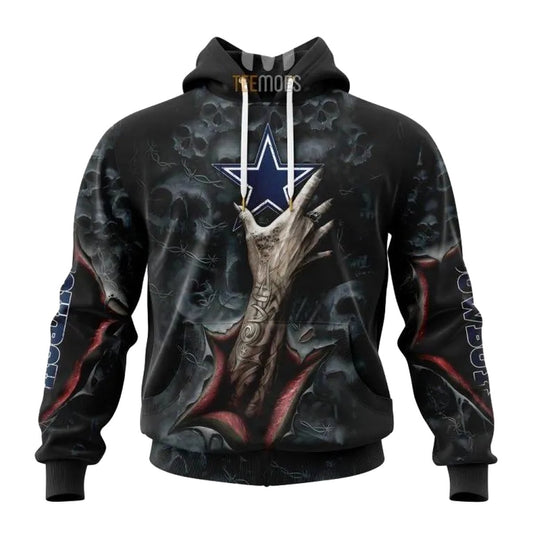 Personalized Dallas Cowboys Halloween Horror Skull AOP Hoodie - Moonbestprint
