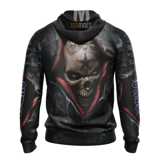 Personalized Dallas Cowboys Halloween Horror Skull AOP Hoodie - Moonbestprint