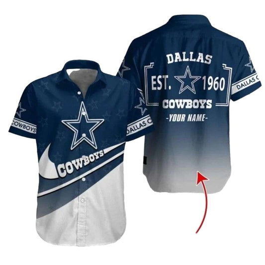 Personalized Dallas Cowboys Heritage Stripe Est 1960 Hawaiian Shirt - Moonbestprint