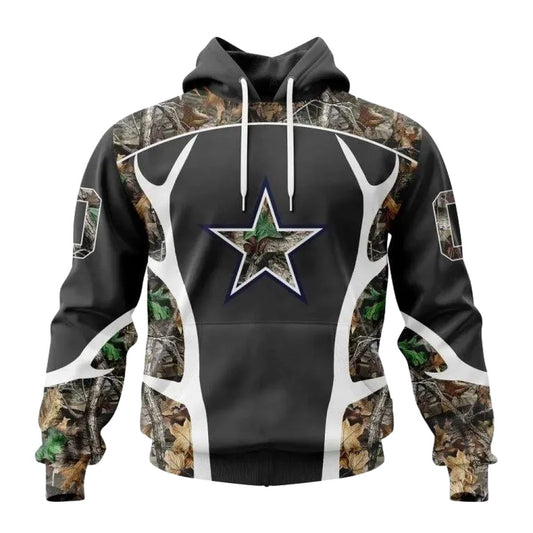 Personalized Dallas Cowboys Logo And Camo Hunting AOP Hoodie - Moonbestprint