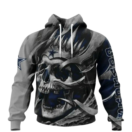 Personalized Dallas Cowboys Logo And Dead Skull AOP Hoodie - Moonbestprint