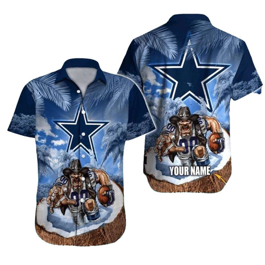 Personalized Dallas Cowboys Logo And Football Warrior Hawaiian Shirt - Moonbestprint