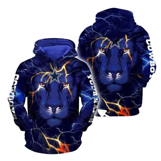 Personalized Dallas Cowboys Logo And Lion AOP Hoodie - Moonbestprint