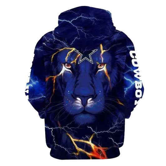 Personalized Dallas Cowboys Logo And Lion AOP Hoodie - Moonbestprint