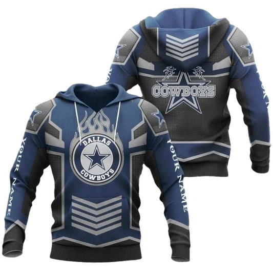 Personalized Dallas Cowboys Logo Burning In My Heart AOP Hoodie - Moonbestprint