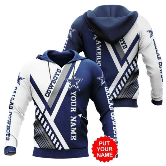 Personalized Dallas Cowboys Logo Lovely White And Blue AOP Hoodie - Moonbestprint