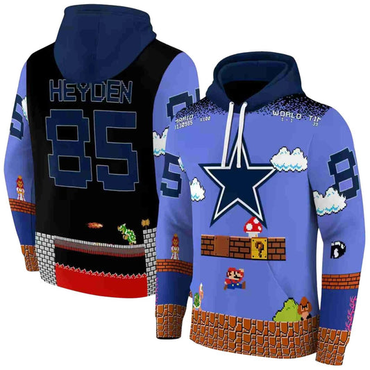 Personalized Dallas Cowboys Mario Blue Black AOP Hoodie - Moonbestprint