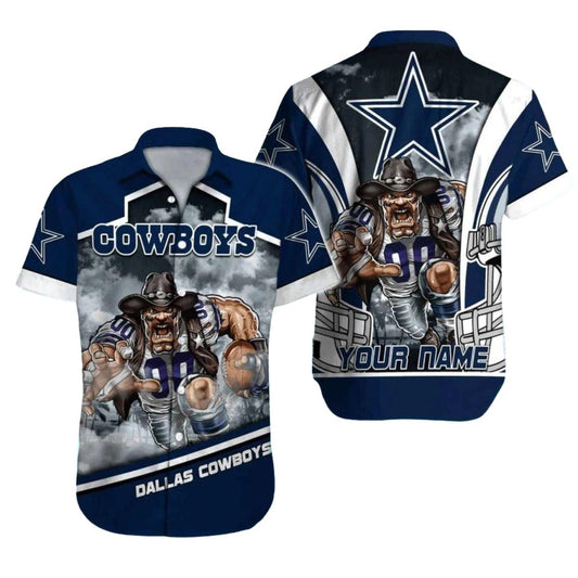Personalized Dallas Cowboys Mascot Stormy Football Battle Hawaiian Shirt - Moonbestprint