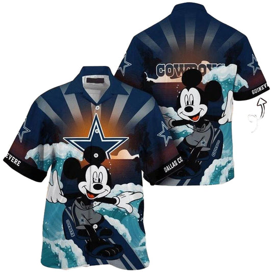 Personalized Dallas Cowboys Mickey Surf Funny Hawaiian Shirt - Moonbestprint
