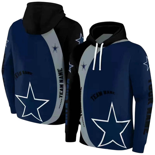 Personalized Dallas Cowboys Minimalist Design Blue Black AOP Hoodie - Moonbestprint