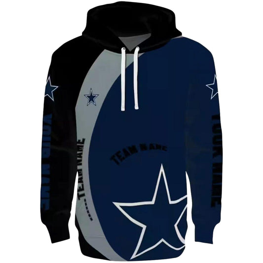 Personalized Dallas Cowboys Minimalist Design Blue Black AOP Hoodie - Moonbestprint