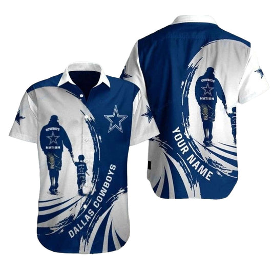 Personalized Dallas Cowboys Nation Silhouette Like Father Like Son Hawaiian Shirt - Moonbestprint