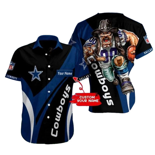 Personalized Dallas Cowboys Rush Hour Mascot Hawaiian Shirt - Moonbestprint