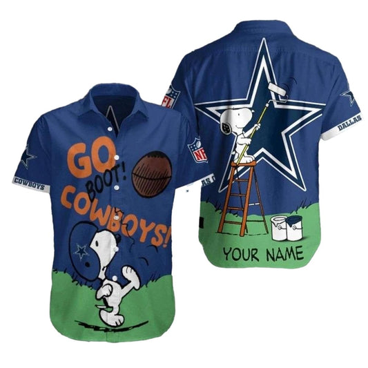 Personalized Dallas Cowboys Snoopys Game Day Peanuts Character Fan Hawaiian Shirt - Moonbestprint