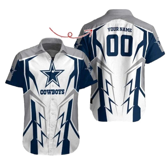 Personalized Dallas Cowboys Starburst White Pattern Hawaiian Shirt - Moonbestprint
