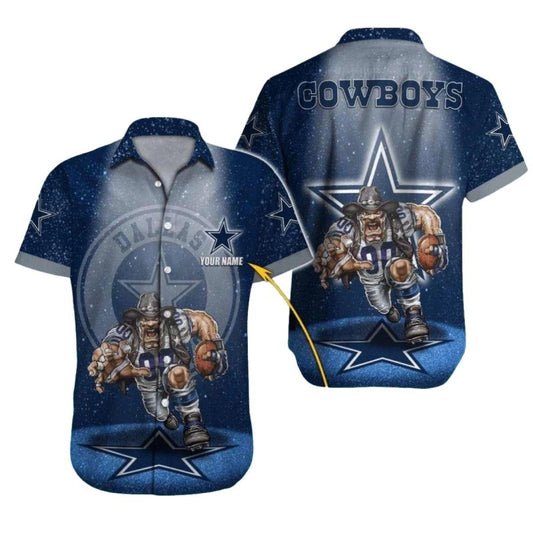 Personalized Dallas Cowboys Starry Night Football Beast With Mascot Hawaiian Shirt - Moonbestprint