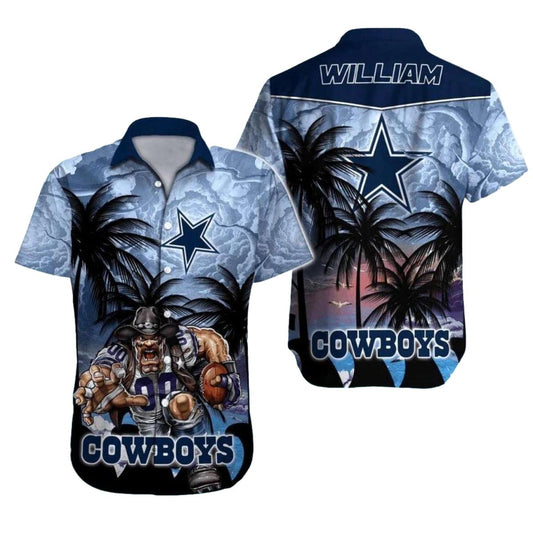 Personalized Dallas Cowboys Sunset Coconut Palm Tree Hawaiian Shirt - Moonbestprint