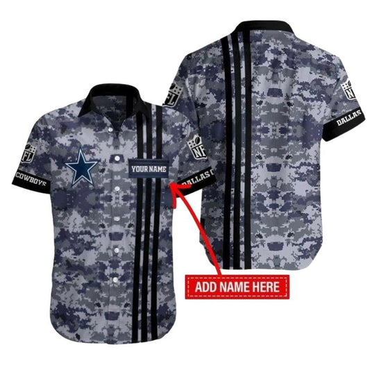 Personalized Dallas Cowboys Tactical Camo Military Pride Hawaiian Shirt - Moonbestprint