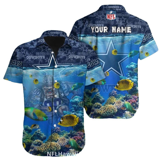 Personalized Dallas Cowboys Underwater Coral Reef Theme Hawaiian Shirt - Moonbestprint