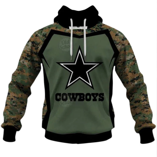 Personalized Dallas Cowboys Veterans Day Style Camo AOP Hoodie - Moonbestprint