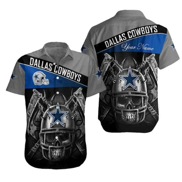 Personalized Dallas Cowboys Warrior Spirit Helmet And Skull Hawaiian Shirt - Moonbestprint