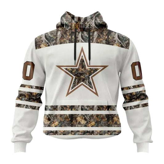 Personalized Dallas Cowboys White Camo Hunting AOP Hoodie - Moonbestprint