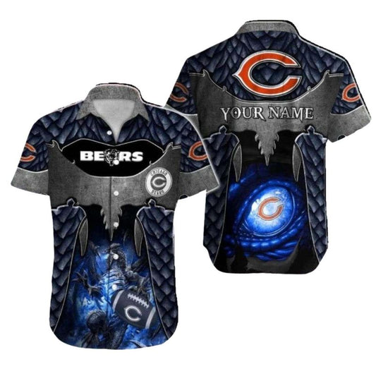 Personalized Dragon Dark Mystical Chicago Bears Themed Hawaiian Shirt - Moonbestprint