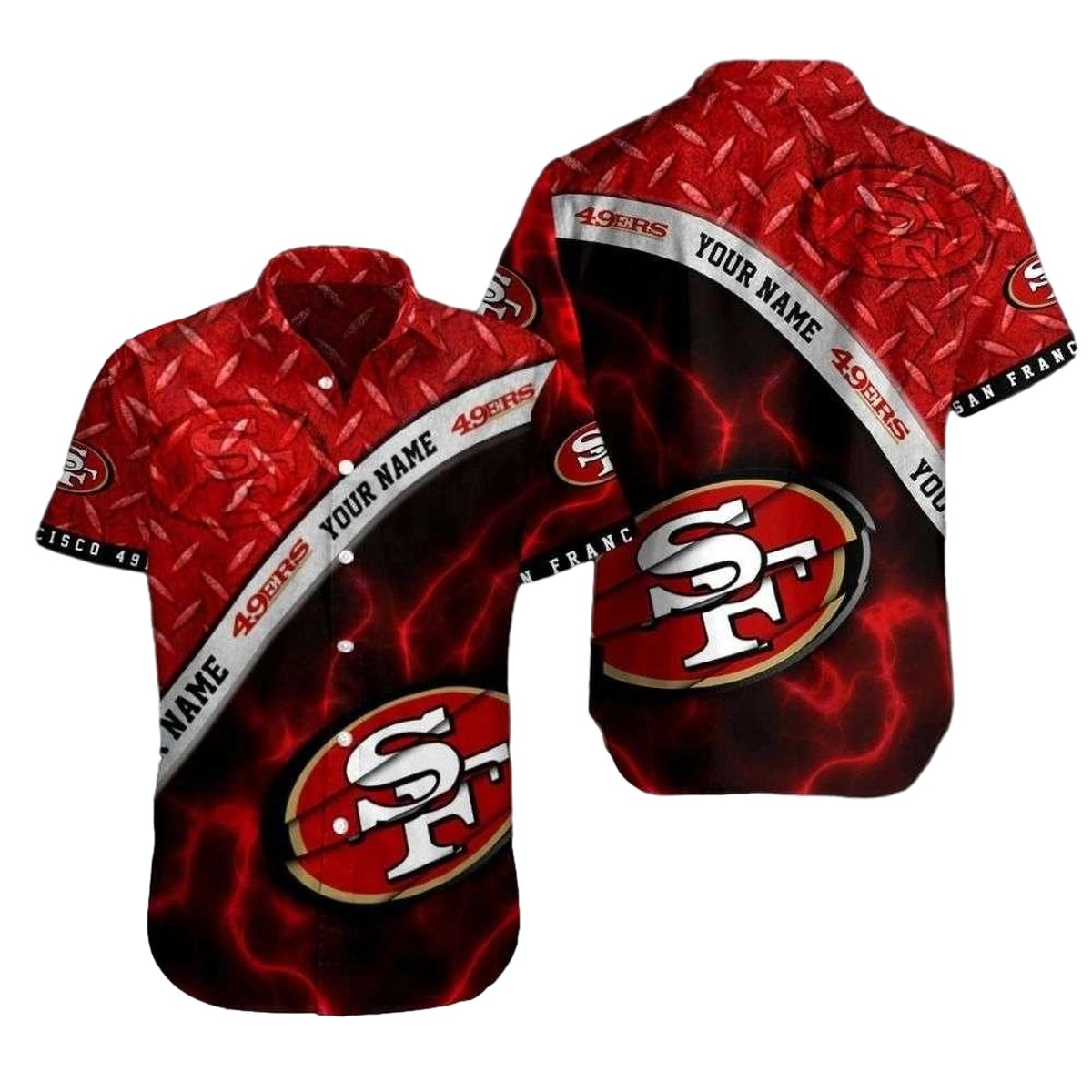 Personalized Fiery Red 49ers Fanfare Hawaiian Shirt - Moonbestprint