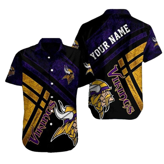 Personalized Golden Gridiron Glory Minnesota Vikings Tropical Hawaiian Shirt - Moonbestprint