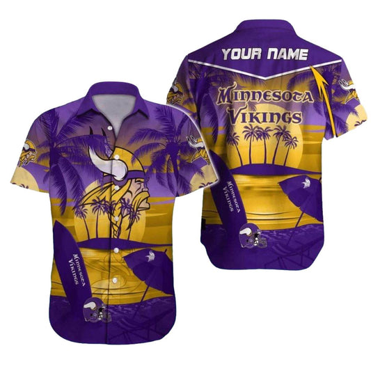 Personalized Golden Sunset Surf Minnesota Vikings Hawaiian Shirt - Moonbestprint