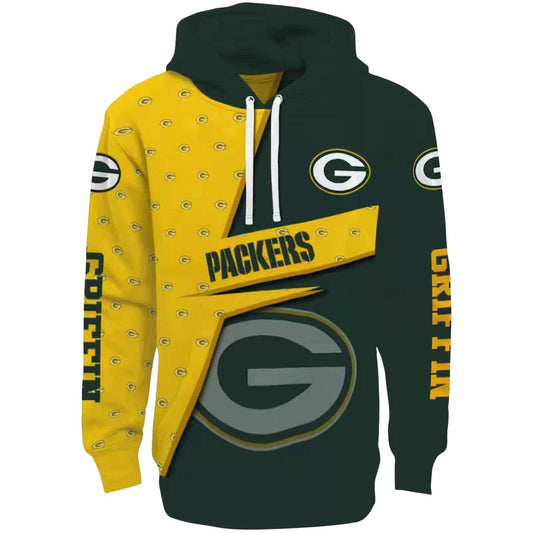 Personalized Green Bay Packers Abstract Shape Green Aop Hoodie - Moonbestprint