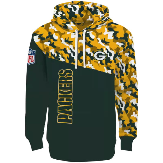 Personalized Green Bay Packers Camo Pattern Green Aop Hoodie - Moonbestprint