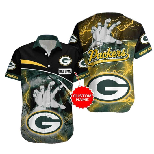 Personalized Green Bay Packers Lightning Power Halloween Hawaiian Shirt - Moonbestprint