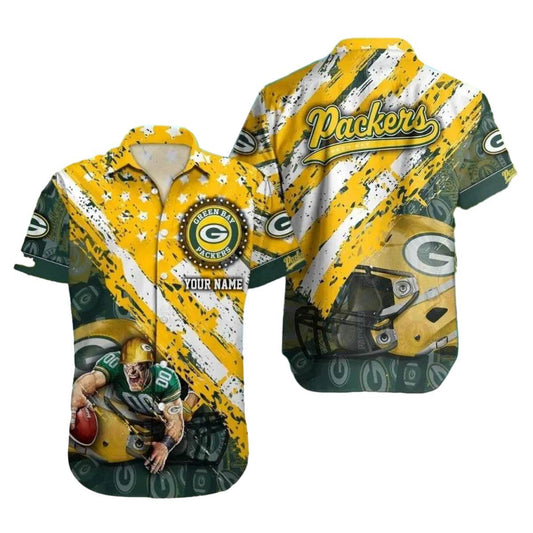 Personalized Green Bay Packers Mascot Vintage Hawaiian Shirt - Moonbestprint