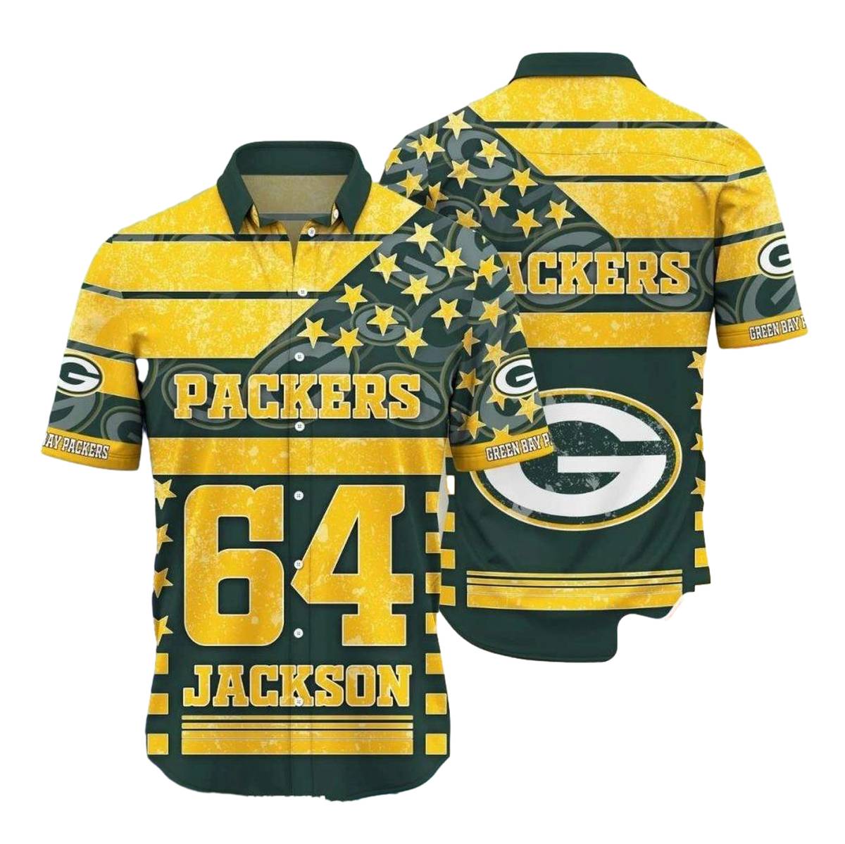 Personalized Green Bay Packersâ Stars And Logo Green Yellow Hawaiian Shirt - Moonbestprint
