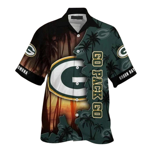 Personalized Green Bay Packers Sunset Palm Hawaiian Shirt - Moonbestprint