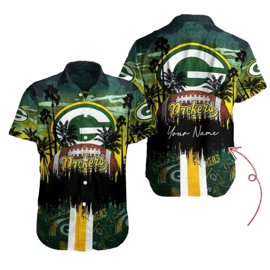 Personalized Green Bay Packers Sunset Tiki Hawaiian Shirt - Moonbestprint