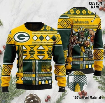 Personalized Green Bay Packers Ugly Christmas Sweater, NFL Christmas Sweater Moonbestprint