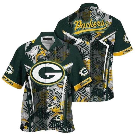 Personalized Green Bay Tropical Palm Fronds Packers Hawaiian Shirt - Moonbestprint