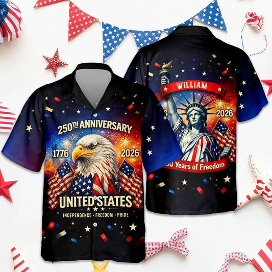 Personalized Happy 250th Anniversary United States - 250 Years of Freedom Hawaiian Shirt, 250th Anniversary Gift Moonbestprint